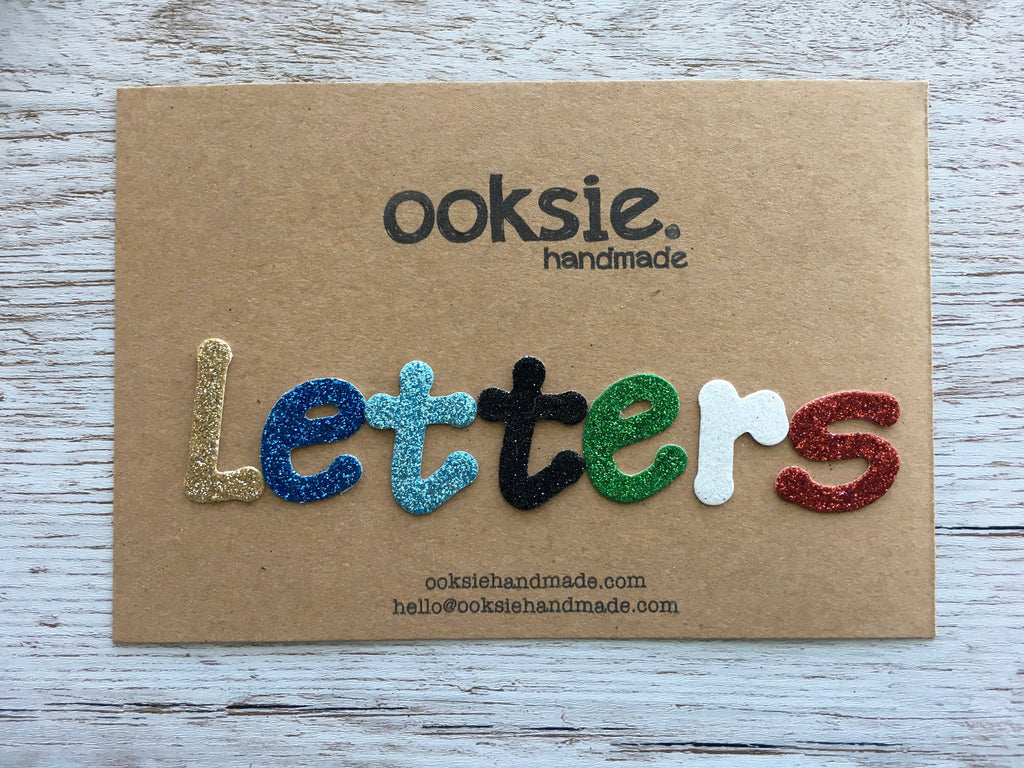 Little Glitter Cardboard Letters - 1 Inch / 2.5cm tall – ooksie handmade