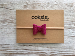 Glitter Bow Headband - Hot Pink