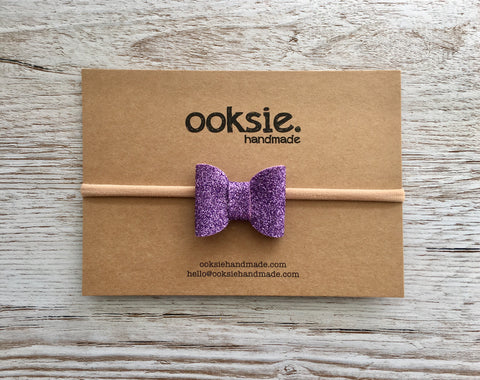 Glitter Bow Headband - Lavender