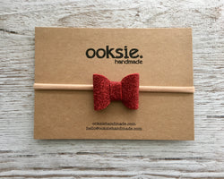 Glitter Bow Headband - Red