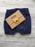 Bloomers - Navy with Small White Polka Dots