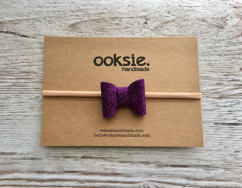 Glitter Bow Headband - Purple