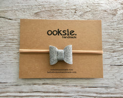 Glitter Bow Headband - Silver