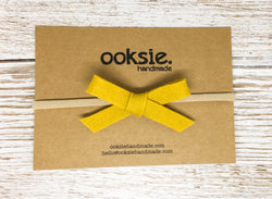 Hand Tied Felt Bow - Mustard