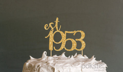 70th Birthday Cake Topper - est 1953