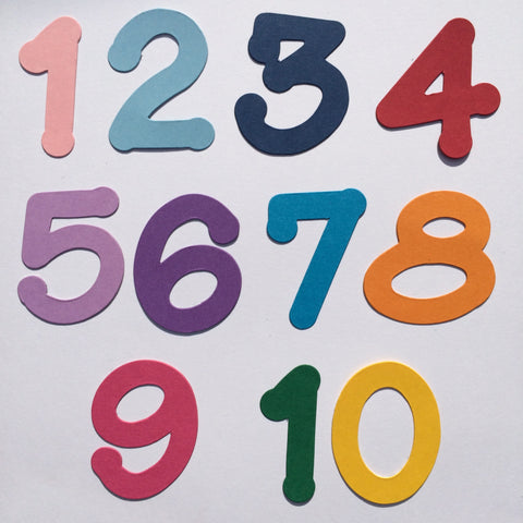 Cardboard Numbers 1 - 10 in 2 inch Lollipop Font
