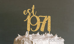50th Birthday Cake Topper - est 1971