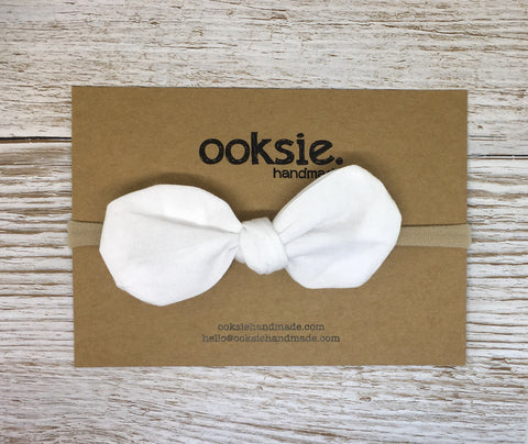 Fabric Bow - "Maya" White Bow