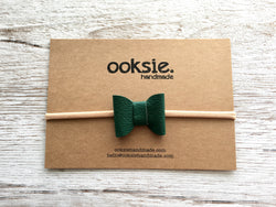 Leather Hair Bow - 'Maeve' Forest Green